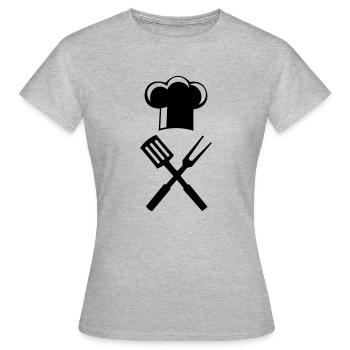 koch besteck - Frauen T-Shirt - Grau meliert - Vorne - AI Model Female 172 dark (172cm)