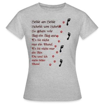 Hund Spruch Du und ich - Frauen T-Shirt - Grau meliert - Vorne - AI Model Female 172 dark (172cm)