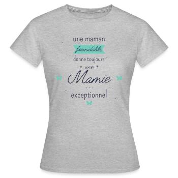 T shirt pour Grand Mère Une Mamie Exceptionnelle - T-shirt Femme - gris chiné - Devant - AI Model Female 172 dark (172cm)