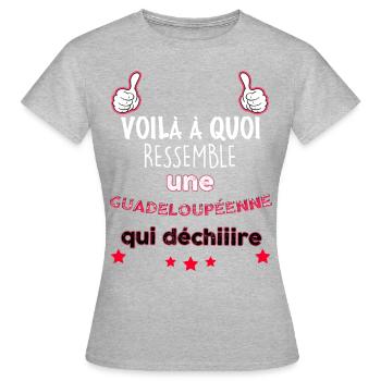 Guadeloupéenne De Caractère Qui Déchire - T-shirt Femme - gris chiné - Devant - AI Model Female 172 dark (172cm)
