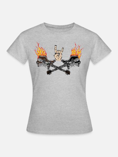 Rock'n'Roll in Flammen! - Frauen T-Shirt - Grau meliert