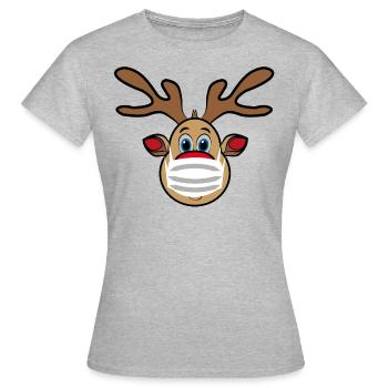 Ugly Xmas Rudi Renne avec masque - T-shirt Femme - gris chiné - Devant - AI Model Female 172 dark (172cm)