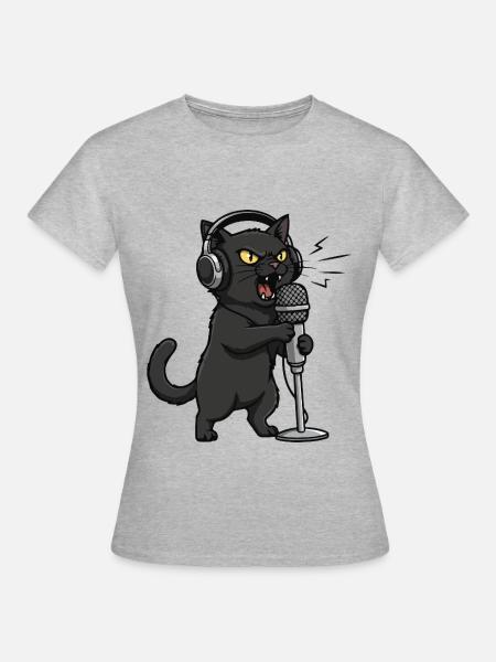 Vocal Shred, Chat singt Musik - Frauen T-Shirt - Grau meliert