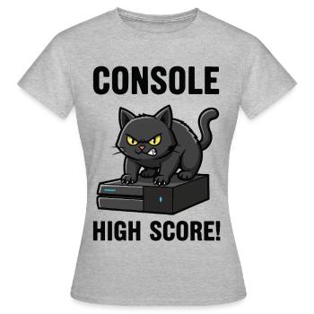 Console High Score Chat Gamer Jeux - T-shirt Femme - gris chiné - Devant - AI Model Female 172 dark (172cm)