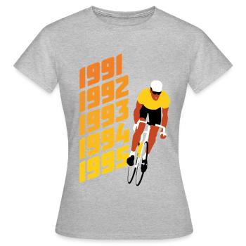 Radsport – Rennrad Retromotiv Sieger 1991-92-93... - Frauen T-Shirt - Grau meliert - Vorne - AI Model Female 172 dark (172cm)