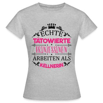 Tätowierte Prinzessin arbeitet als Kellnerin / Fun - Frauen T-Shirt - Grau meliert - Vorne - AI Model Female 172 dark (172cm)