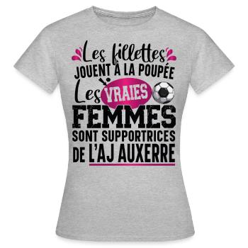 Aj Auxerre Supportrice Football Cadeau Femme Girly - T-shirt Femme - gris chiné - Devant - AI Model Female 172 dark (172cm)