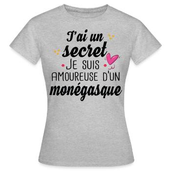 Monégasque Monaco Femme Amoureuse Cadeau Humour - T-shirt Femme - gris chiné - Devant - AI Model Female 172 dark (172cm)