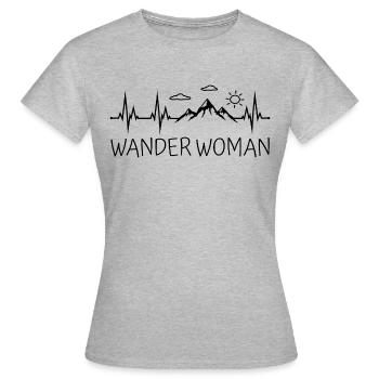 Randonneurs de randonnées woman montagne battement de coeur Wanderwoman - T-shirt Femme - gris chiné - Devant - AI Model Female 172 dark (172cm)