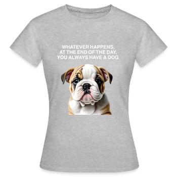 Funny Bulldog Quotes - Frauen T-Shirt - Grau meliert - Vorne - AI Model Female 172 dark (172cm)