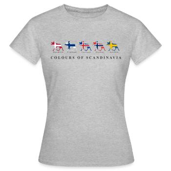 COLOURS OF SCANDINAVIA Elch Flaggen Skandinavien - Frauen T-Shirt - Grau meliert - Vorne - AI Model Female 172 dark (172cm)