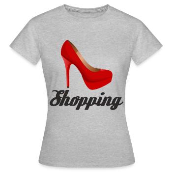 Shopping ist meine Liebe. Queen of Shopping - Frauen T-Shirt - Grau meliert - Vorne - AI Model Female 172 dark (172cm)
