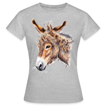 Esel | donkey - Frauen T-Shirt - Grau meliert - Vorne - AI Model Female 172 dark (172cm)