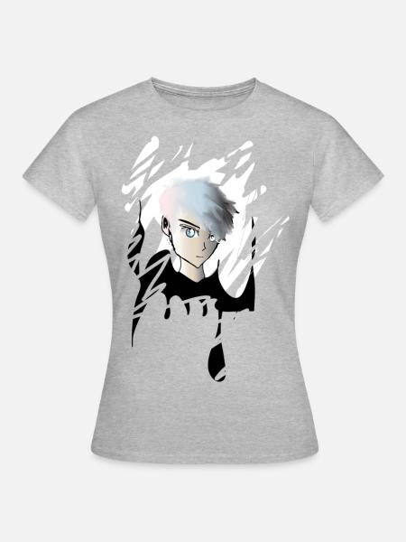 Junge im Animestyle - Frauen T-Shirt - Grau meliert