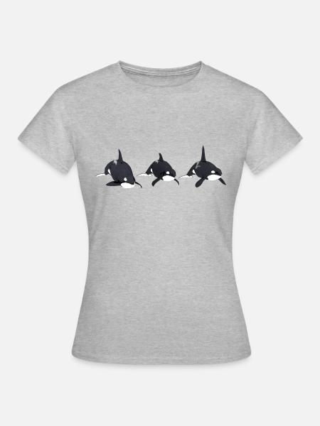Drei Schwertwale, Orca, Killerwal - Frauen T-Shirt - Grau meliert