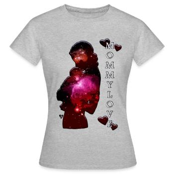 Mutter Kind Illustration Liebe Silhouette - Frauen T-Shirt - Grau meliert - Vorne - AI Model Female 172 dark (172cm)