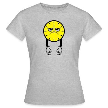 Uhr Uhr Uhrzeitprime Müdigkeit - Frauen T-Shirt - Grau meliert - Vorne - AI Model Female 172 dark (172cm)