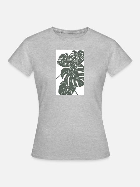 Monstera digital Art green/white - Women's T-Shirt - heather grey