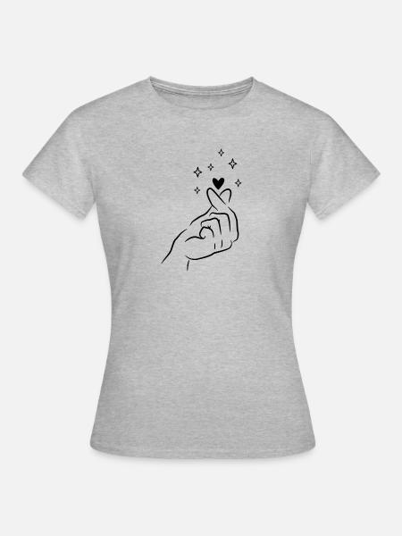 Finger Herz Koreanisch K Pop - Frauen T-Shirt - Grau meliert