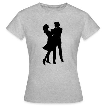 Tanzendes Tanzpaar Mann und Frau Schattenfigur - Frauen T-Shirt - Grau meliert - Vorne - AI Model Female 172 dark (172cm)