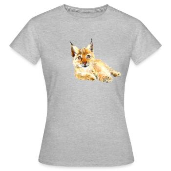 Little lynx is lounging - Women's T-Shirt - heather grey - Front - AI Model Female 172 dark (172cm)
