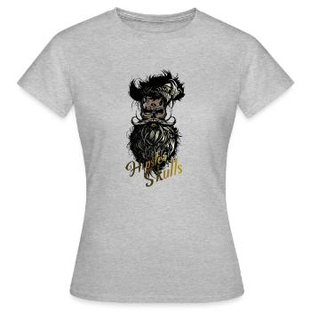 tete de mort hipster crane barbu moustache skull b - T-shirt Femme - gris chiné - Devant - AI Model Female 172 dark (172cm)