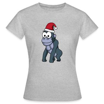 Gorilla Comic Christmas - T-shirt Femme - gris chiné - Devant - AI Model Female 172 dark (172cm)