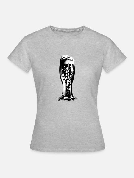 Weizenbierglas | Sprudelndes Bier - Frauen T-Shirt - Grau meliert