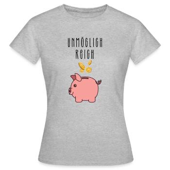unmöglich reich - Frauen T-Shirt - Grau meliert - Vorne - AI Model Female 172 dark (172cm)