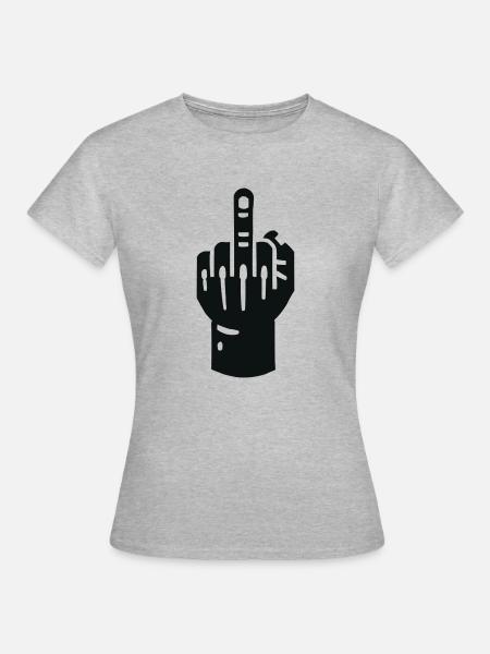 mittelfinger hand - Frauen T-Shirt - Grau meliert