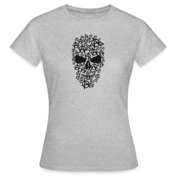 tete de mort anarchie anarchiste anarchisme a logo - T-shirt Femme - gris chiné - Devant - AI Model Female 172 dark (172cm)