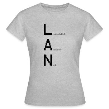 LAN PARTY NERD - Frauen T-Shirt - Grau meliert - Vorne - AI Model Female 172 dark (172cm)