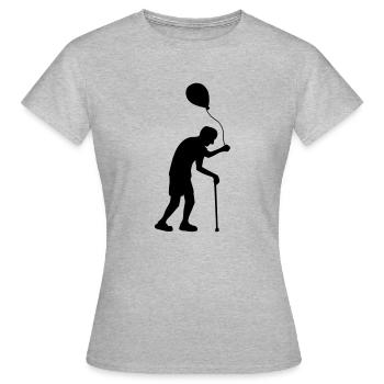 Luftballon und Opa - Frauen T-Shirt - Grau meliert - Vorne - AI Model Female 172 dark (172cm)