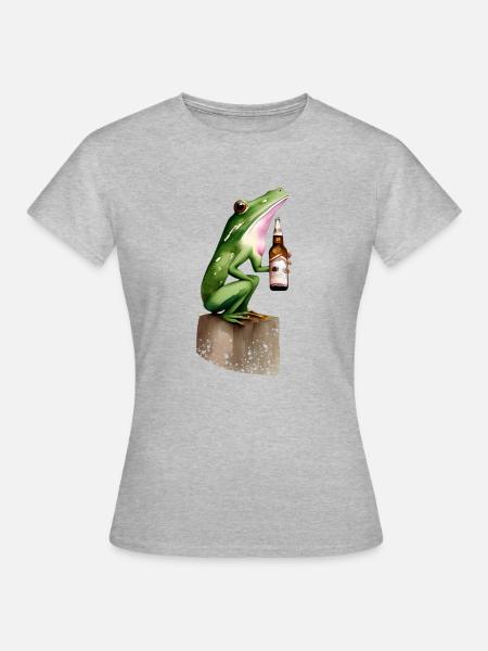 Frosch mit Bier - Frauen T-Shirt - Grau meliert