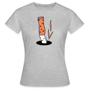 Zigarette Zigaretten Zigarettenstummel - Frauen T-Shirt - Grau meliert - Vorne - AI Model Female 172 dark (172cm)