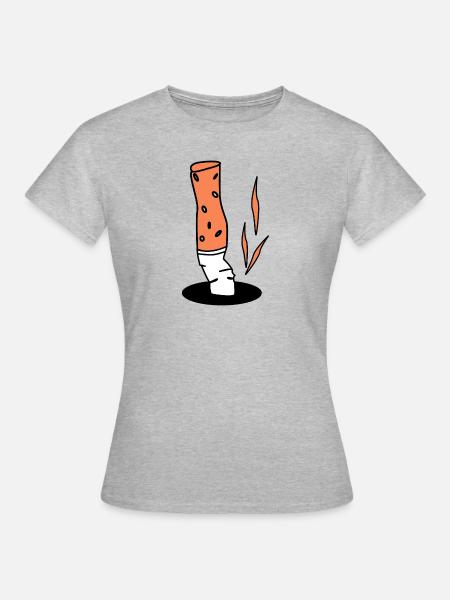 Zigarette Zigaretten Zigarettenstummel - Frauen T-Shirt - Grau meliert