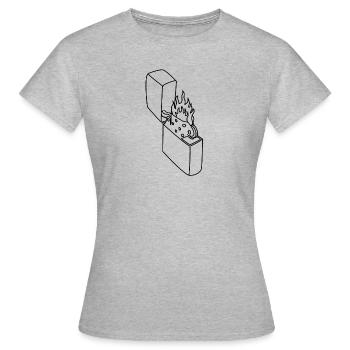 Briquet - Allume mon feu - T-shirt Femme - gris chiné - Devant - AI Model Female 172 dark (172cm)