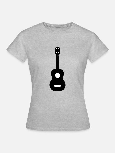 Ukulele, Instrument, Geschenkidee - Frauen T-Shirt - Grau meliert