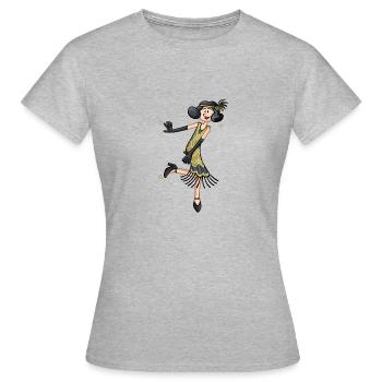 Partygirl Vintage - Cartoon Style - Frauen T-Shirt - Grau meliert - Vorne - AI Model Female 172 dark (172cm)