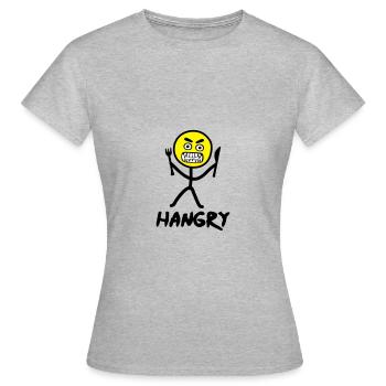 Hungriges Emoji Strichmännchen - Frauen T-Shirt - Grau meliert - Vorne - AI Model Female 172 dark (172cm)