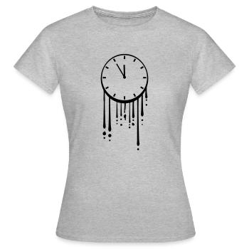 Gouttes d’horloge en fusion - T-shirt Femme - gris chiné - Devant - AI Model Female 172 dark (172cm)