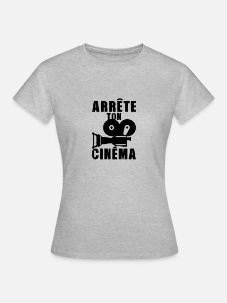 arrete ton cinema camera expression - T-shirt Femme - gris chiné