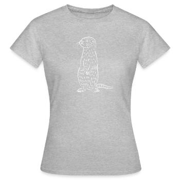 Linogravure d’art otter - T-shirt Femme - gris chiné - Devant - AI Model Female 172 dark (172cm)