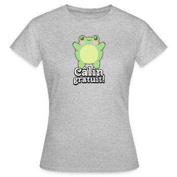 Câlin gratuit. Grenouille mignonne. - T-shirt Femme - gris chiné - Devant - AI Model Female 172 dark (172cm)