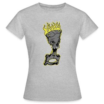 Piston - Burning piston with skull - Women's T-Shirt - heather grey - Front - AI Model Female 172 dark (172cm)