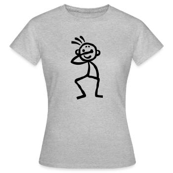 Dabbing Stickman Stich Figure - Frauen T-Shirt - Grau meliert - Vorne - AI Model Female 172 dark (172cm)