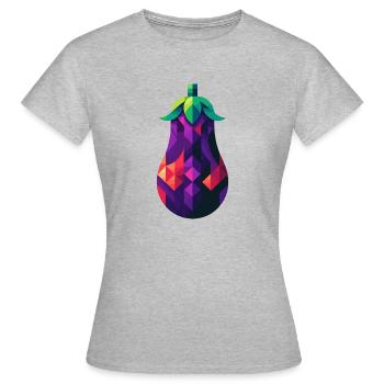 Abstrakte geometrische Aubergine - Farbgestaltung - Frauen T-Shirt - Grau meliert - Vorne - AI Model Female 172 dark (172cm)