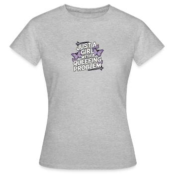 Queef Queen Queefed Humour adulte Queefing - T-shirt Femme - gris chiné - Devant - AI Model Female 172 dark (172cm)