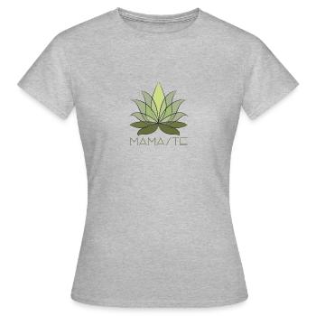 Mamaste, green lotus flower with lettering - Women's T-Shirt - heather grey - Front - AI Model Female 172 dark (172cm)