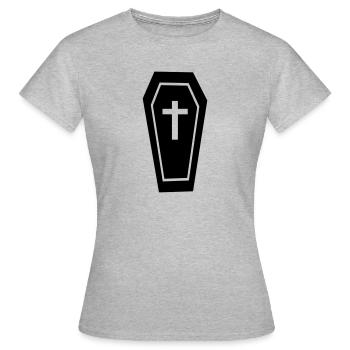 Cercueil avec croix / cercueil et croix / Halloween - T-shirt Femme - gris chiné - Devant - AI Model Female 172 dark (172cm)